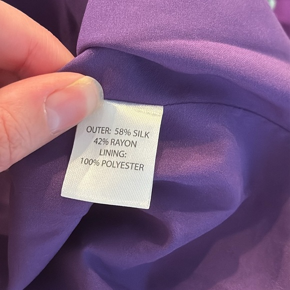 NWT SALONI Olivia Floral Printed Silk Midi Dress ~ Violet Sweetpeas SZ 10 - Picture 11 of 11